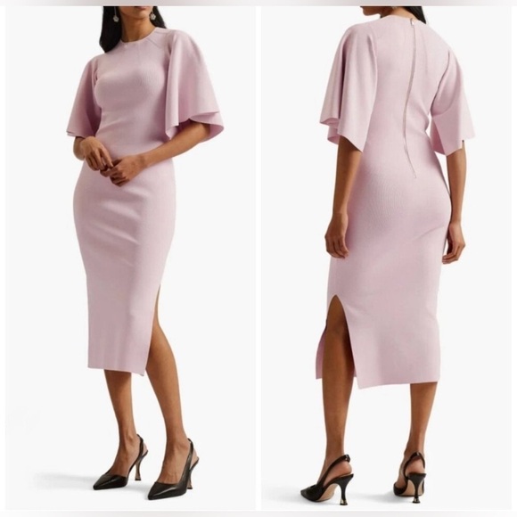 Ted Baker Dresses & Skirts - Ted Baker London Lounia Fluted Sleeve Body-Con Sweater Dress Light pink Size 2